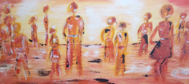 Painting titled "le-monde-orange" by Annick Cernesse, Original Artwork, Acrylic