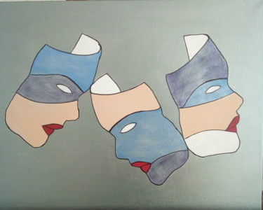 Painting titled "les masques" by Annick Cernesse, Original Artwork, Acrylic