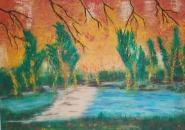 Pintura intitulada "paysage n 2" por Annick Cernesse, Obras de arte originais, Óleo