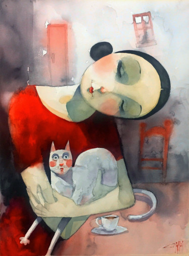 Malerei mit dem Titel "albino" von Cesar Ayllón, Original-Kunstwerk