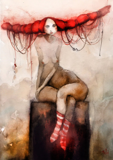 Painting titled "pescadora" by Cesar Ayllón, Original Artwork