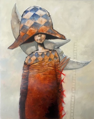 Peinture intitulée "el arlequín y la lu…" par Cesar Ayllón, Œuvre d'art originale