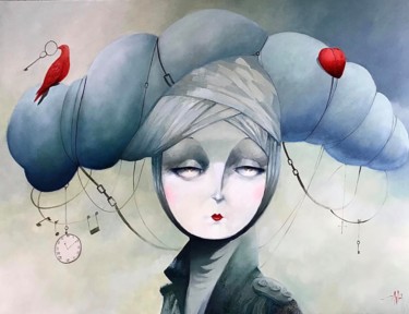 Картина под названием "Nube personal" - Cesar Ayllón, Подлинное произведение искусства, Масло
