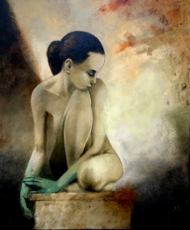 Painting titled "Retorno" by Cesar Ayllón, Original Artwork, Oil Mounted on Wood Stretcher frame