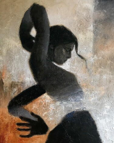 Painting titled "Danza contraste" by Cesar Ayllón, Original Artwork, Oil