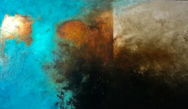 Картина под названием "Presencia turquesa" - Cesar Ayllón, Подлинное произведение искусства, Масло