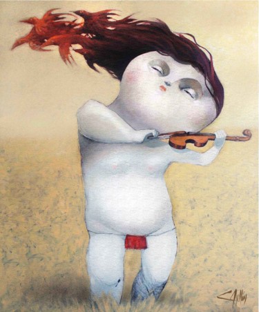 Peinture intitulée "violinista" par Cesar Ayllón, Œuvre d'art originale, Autre