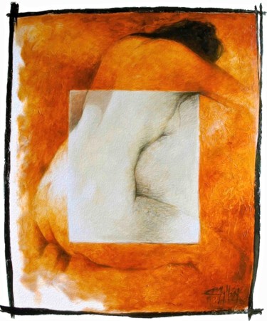 Peinture intitulée "desnudo naranja" par Cesar Ayllón, Œuvre d'art originale