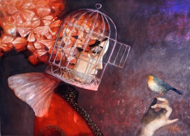 Pintura titulada "jaula" por Cesar Ayllón, Obra de arte original