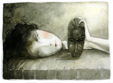 Pintura intitulada "máscara" por Cesar Ayllón, Obras de arte originais