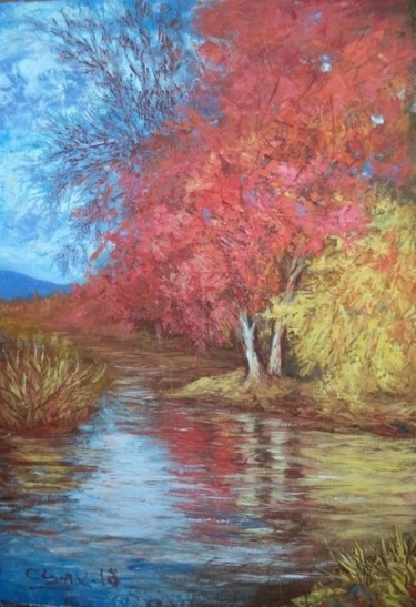 Pintura titulada "Reflejos de otoño" por Lanzelotartista, Obra de arte original, Oleo