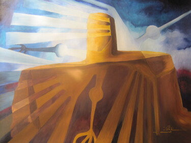 Painting titled "Intiwatana y colobrí" by César Pardo, Original Artwork, Other