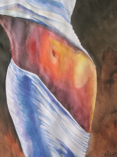 Pintura intitulada "Desnudo Artistico" por César Pardo, Obras de arte originais, Aquarela