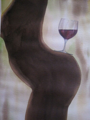 Malerei mit dem Titel "Vino tinto" von César Pardo, Original-Kunstwerk, Aquarell