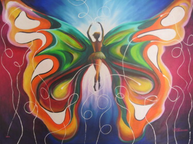 Painting titled "Mariposa" by César Pardo, Original Artwork, Oil