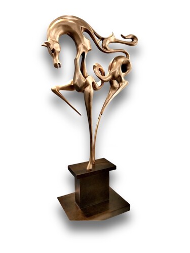 Rzeźba zatytułowany „Cavallo Nobile di C…” autorstwa Cesare Viola, Oryginalna praca, Brąz Zamontowany na Metal