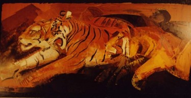 Pittura intitolato "tigers" da Cesare Maestrelli, Opera d'arte originale