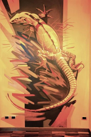 Pittura intitolato "iguana" da Cesare Maestrelli, Opera d'arte originale