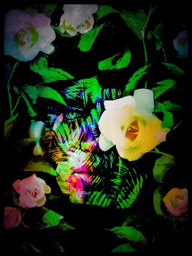 Digital Arts titled "Rose de la jungle" by Cesarius, Original Artwork, Digital Painting