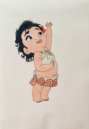 Desenho intitulada "Bébé Vaiana" por Celestino Alertse, Obras de arte originais, Lápis