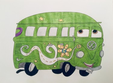 Dessin intitulée "Le Van" par Celestino Alertse, Œuvre d'art originale, Crayon