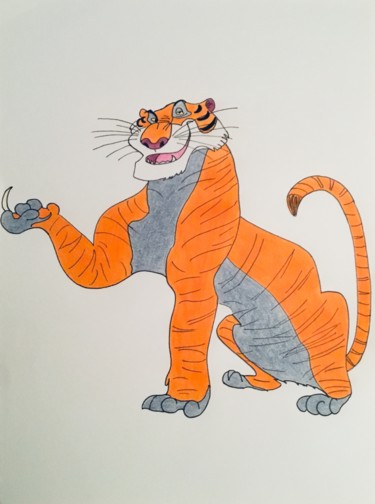 Drawing titled "Shere Khan" by Celestino Alertse, Original Artwork, Pencil