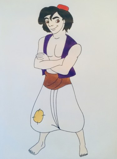Drawing titled "Aladdin" by Celestino Alertse, Original Artwork, Pencil