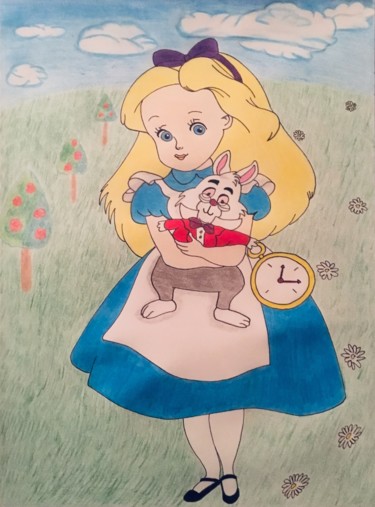 Drawing titled "Alice" by Celestino Alertse, Original Artwork, Pencil