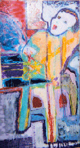 Peinture intitulée "Personnage assis" par Charley Supper-Bertho, Œuvre d'art originale, Huile