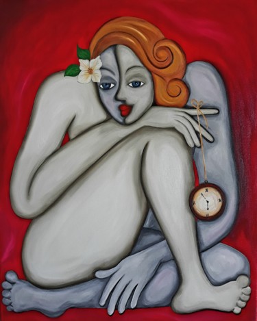 Pintura intitulada "Tiempo" por Céu Barros, Obras de arte originais, Óleo