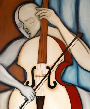 Painting titled "El Violonchelo" by Céu Barros, Original Artwork