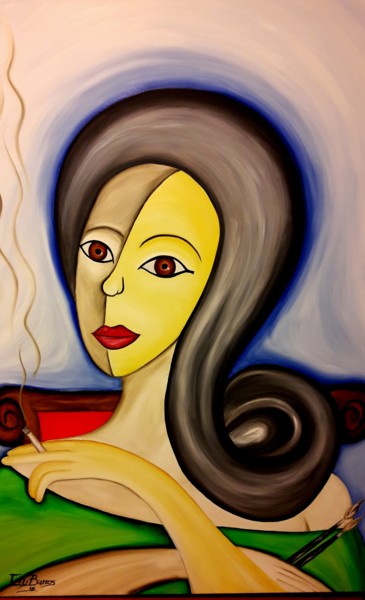 Painting titled "La Pintora" by Céu Barros, Original Artwork