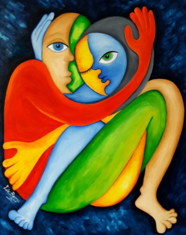Pintura intitulada "Juntos" por Céu Barros, Obras de arte originais