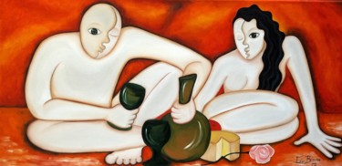 Pintura titulada "Entardecer" por Céu Barros, Obra de arte original
