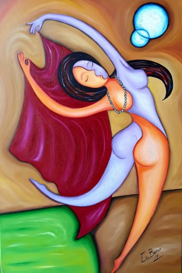 Pintura titulada "Lá Bailarina" por Céu Barros, Obra de arte original, Oleo