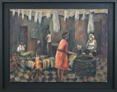 Pintura titulada "CONVENTILLO" por Carlos Ungo, Obra de arte original, Oleo Montado en Panel de madera