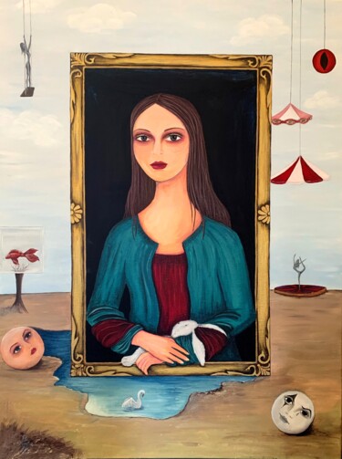 Painting titled "Lisa" by Cezed, Original Artwork, Acrylic Mounted on Other rigid panel