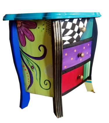 Design intitulée "Mini meuble peint à…" par Cezed, Œuvre d'art originale, Acrylique