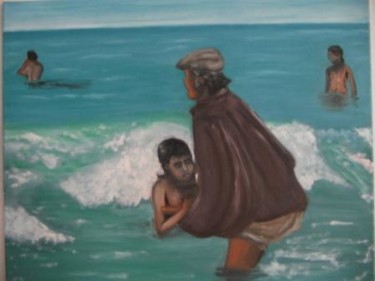 Pintura intitulada "O banhar das almas" por C Ferreira, Obras de arte originais