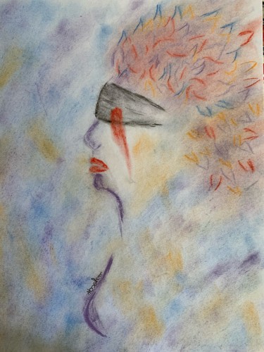Drawing titled "Head On Fire" by Céline Ferrière, Original Artwork, Pastel