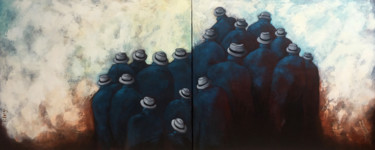 Peinture intitulée "La Montée des Hommes" par Cfey, Œuvre d'art originale, Acrylique