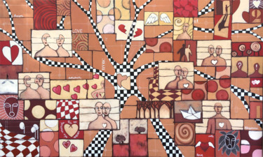 绘画 标题为“Klan Love” 由Cfey, 原创艺术品, 丙烯 安装在木质担架架上