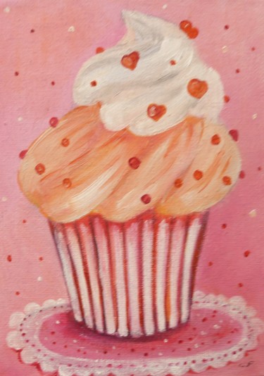 Painting titled "cup cake 3" by Place Aux Rêves, Original Artwork, Oil