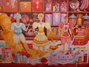 Peinture intitulée "l'atelier des mario…" par Place Aux Rêves, Œuvre d'art originale, Huile Monté sur Châssis en bois