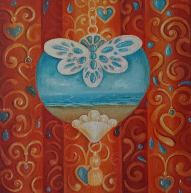 Peinture intitulée "joli coeur" par Place Aux Rêves, Œuvre d'art originale, Huile Monté sur Châssis en bois