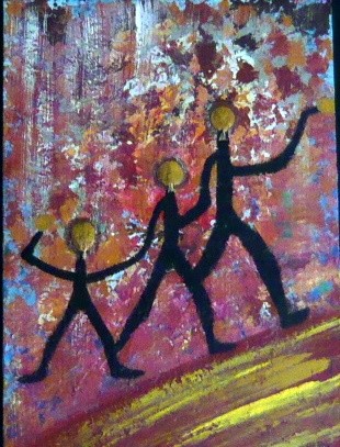 Pintura titulada "Tres eran tres" por C F Vay, Obra de arte original, Oleo