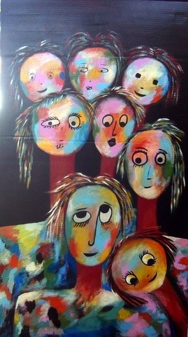 Pintura titulada "Muñecas  de trapo ,…" por C F Vay, Obra de arte original, Oleo
