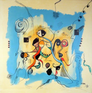 Pintura titulada "Yo y los mios" por C F Vay, Obra de arte original, Oleo