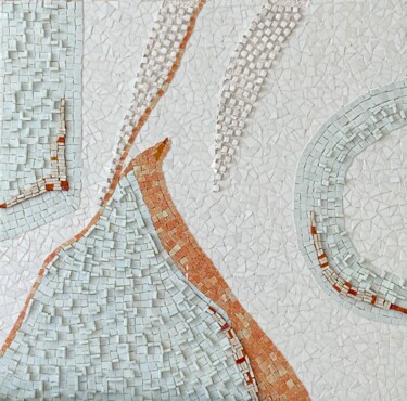 Escultura titulada "WHITE ABSTRACT" por Cg In The Art, Obra de arte original, Mosaico Montado en Otro panel rígido