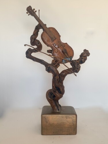 Sculptuur getiteld "Le violon de la vig…" door Cg L'Autodidacte, Origineel Kunstwerk, Klei